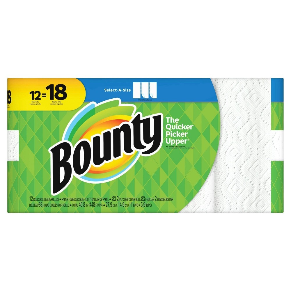 slide 6 of 6, Bounty Select-A-Size Paper Towels White - 12 Singles Plus Rolls = 18 Regular Rolls, 1 ct