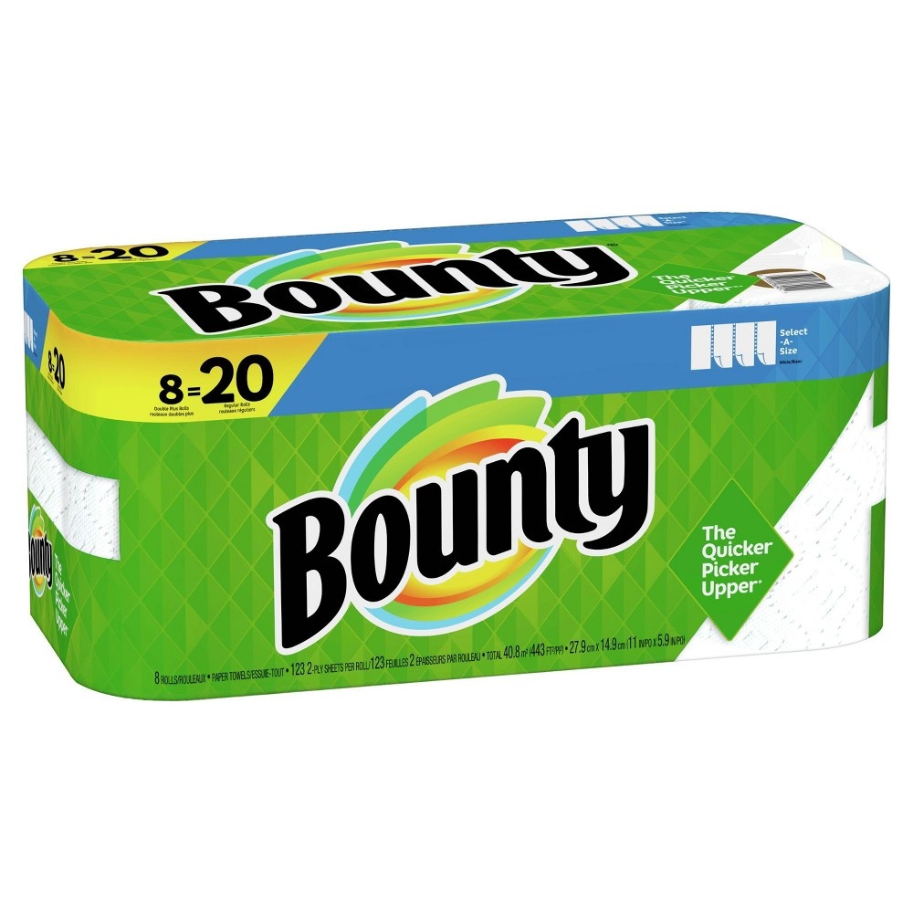 slide 3 of 6, Bounty Select-A-Size Paper Towels - 8 Double Plus Rolls, 1 ct