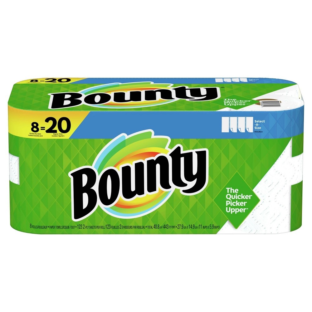 slide 4 of 6, Bounty Select-A-Size Paper Towels - 8 Double Plus Rolls, 1 ct