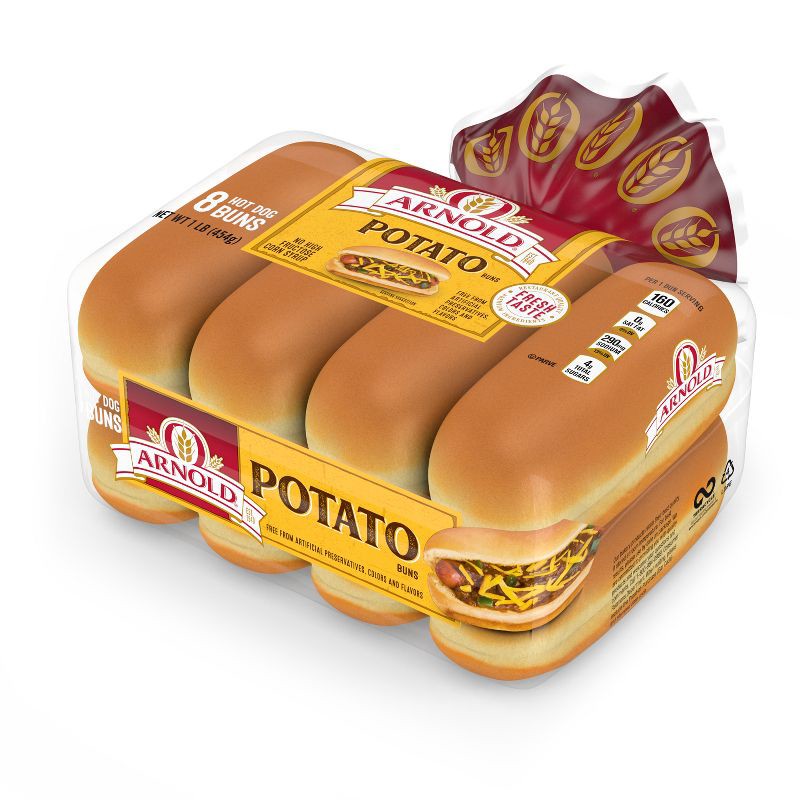 slide 6 of 10, Arnold Potato Hot Dog Buns - 16oz / 8ct, 8 ct; 16 oz
