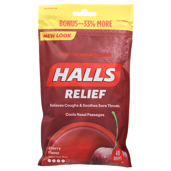 slide 1 of 1, Halls Triple Soothing Action - Cherry, 30 ct