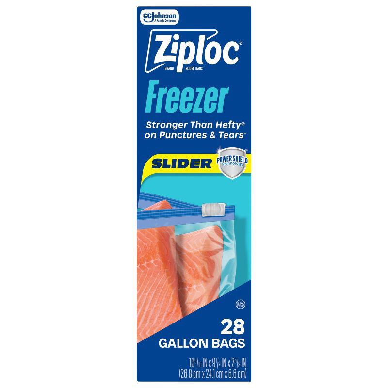 slide 3 of 12, Ziploc Slider Gallon Freezer Bags with Power Shield Technology - 28ct, 28 ct