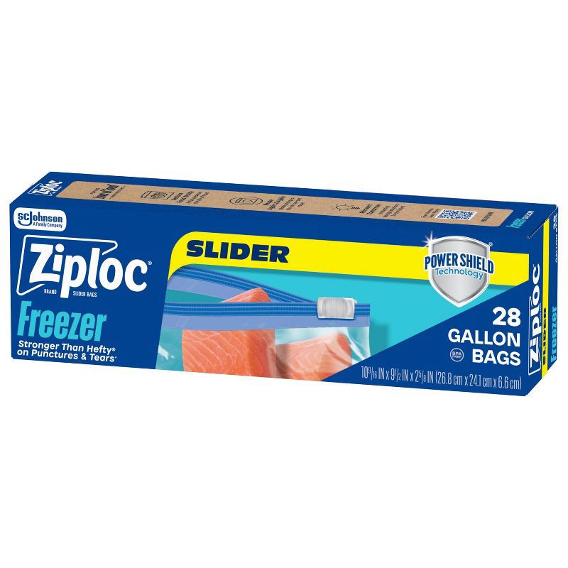 slide 11 of 12, Ziploc Slider Gallon Freezer Bags with Power Shield Technology - 28ct, 28 ct