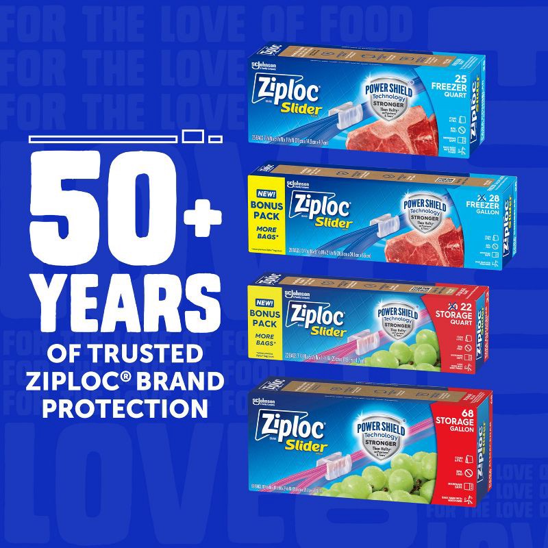 slide 10 of 12, Ziploc Slider Gallon Freezer Bags with Power Shield Technology - 28ct, 28 ct