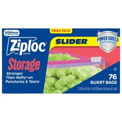 Ziploc Slider Quart Storage Bags with Power Shield Technology - 76ct