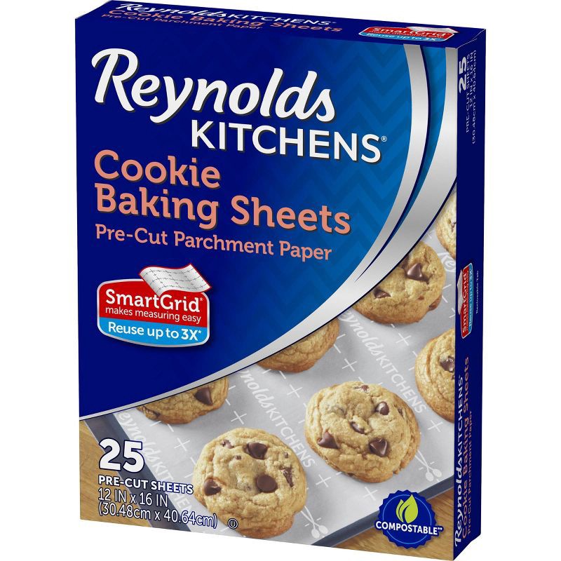Reynolds Kitchens 25 Cookie Baking Sheets, Pre-Cut Parchment Paper