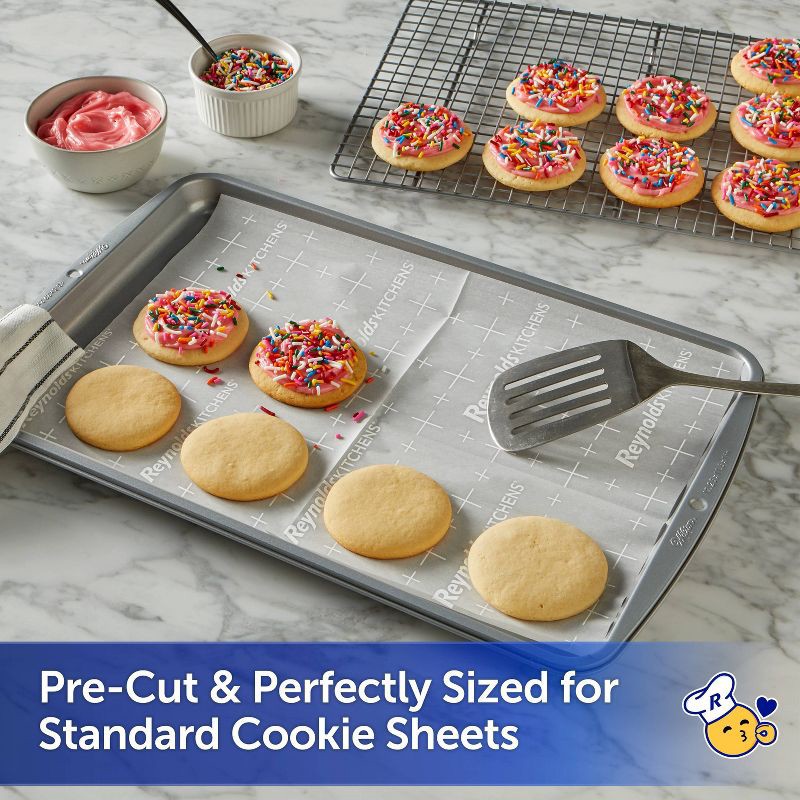slide 3 of 7, Reynolds Kitchens Cookie Baking Sheets Pre-Cut Parchment Paper - 25ct/33.33sq ft, 25 ct, 33.33sq ft