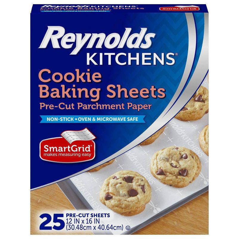 slide 1 of 7, Reynolds Kitchens Cookie Baking Sheets Pre-Cut Parchment Paper - 25ct/33.33sq ft, 25 ct, 33.33sq ft