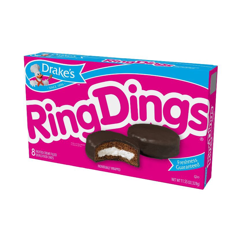 slide 3 of 4, Drakes Ring Dings Chocolate Cake - 8ct/11.55oz, 8 ct, 11.55 oz