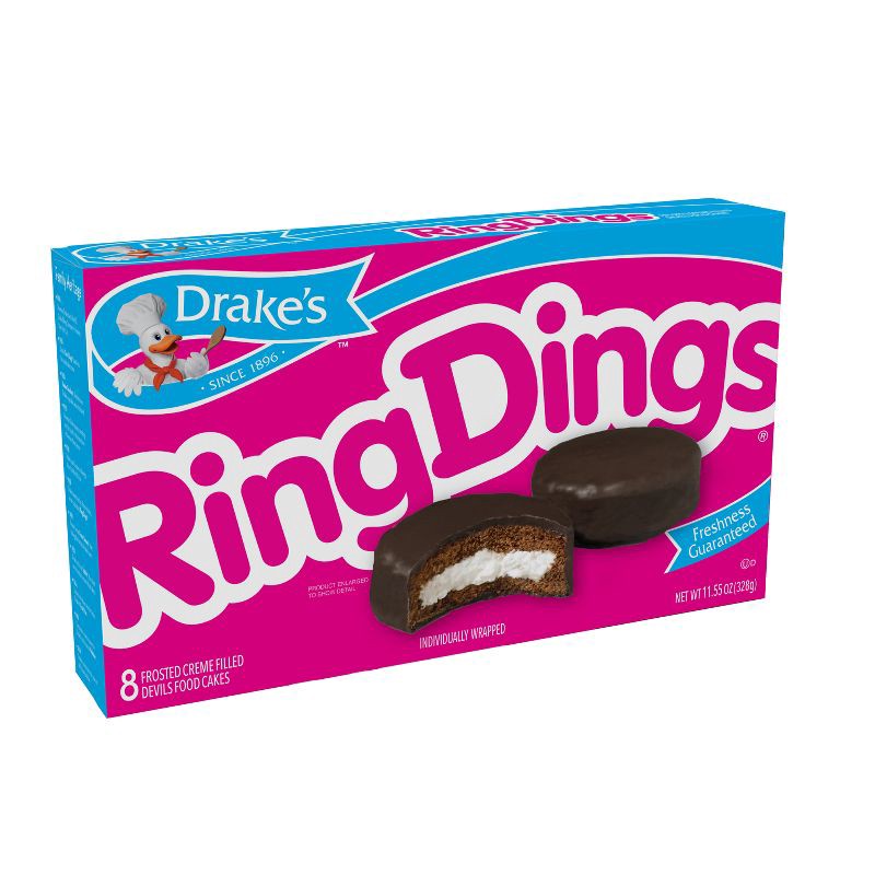 slide 1 of 4, Drakes Ring Dings Chocolate Cake - 8ct/11.55oz, 8 ct, 11.55 oz