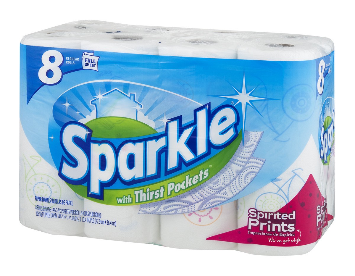 slide 4 of 9, Sparkle Printed Regular Rolls Paper Towels with Thirst Pockets, 8 ct