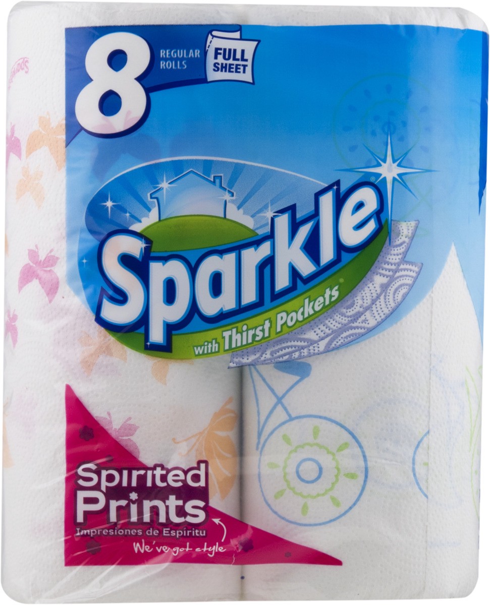 slide 6 of 9, Sparkle Printed Regular Rolls Paper Towels with Thirst Pockets, 8 ct