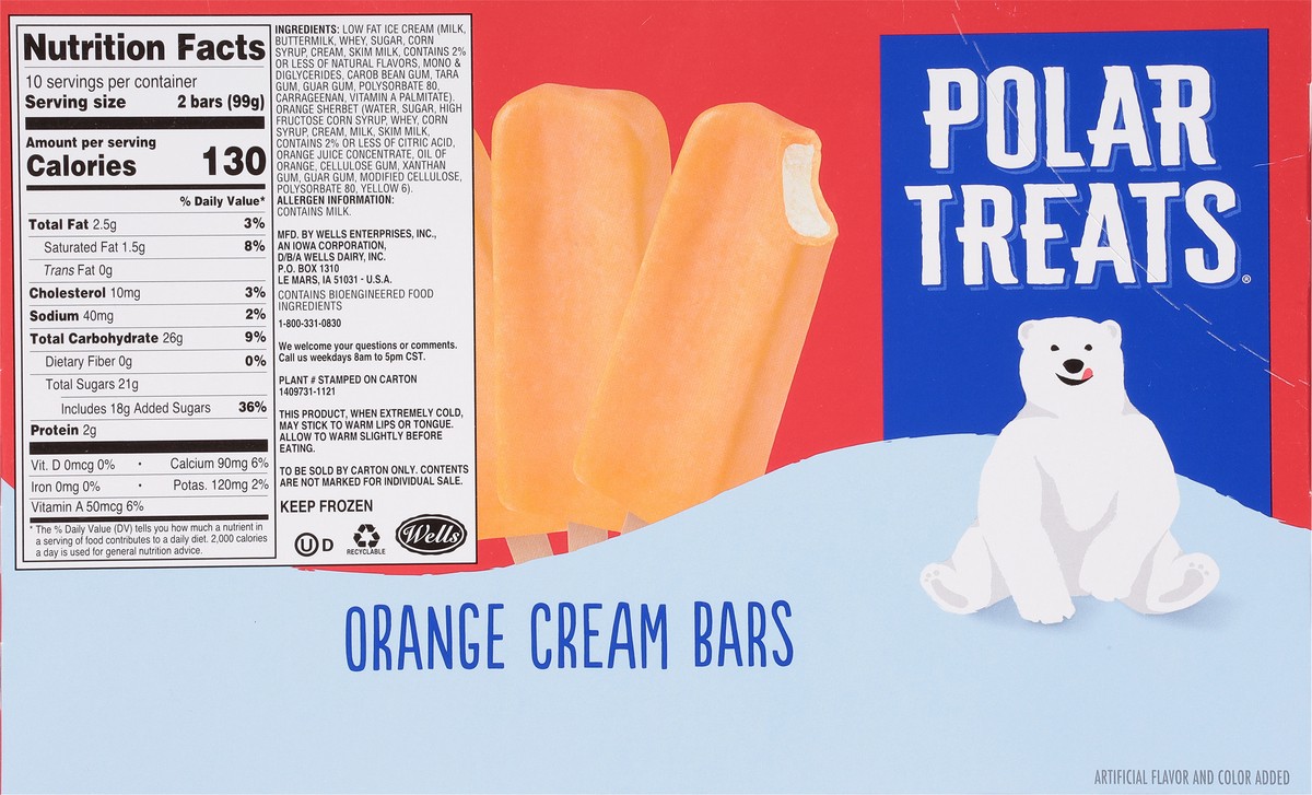 slide 5 of 9, Polar Treats Orange Cream Ice Cream Bars 20 - 2.25 fl oz ea, 20 ct