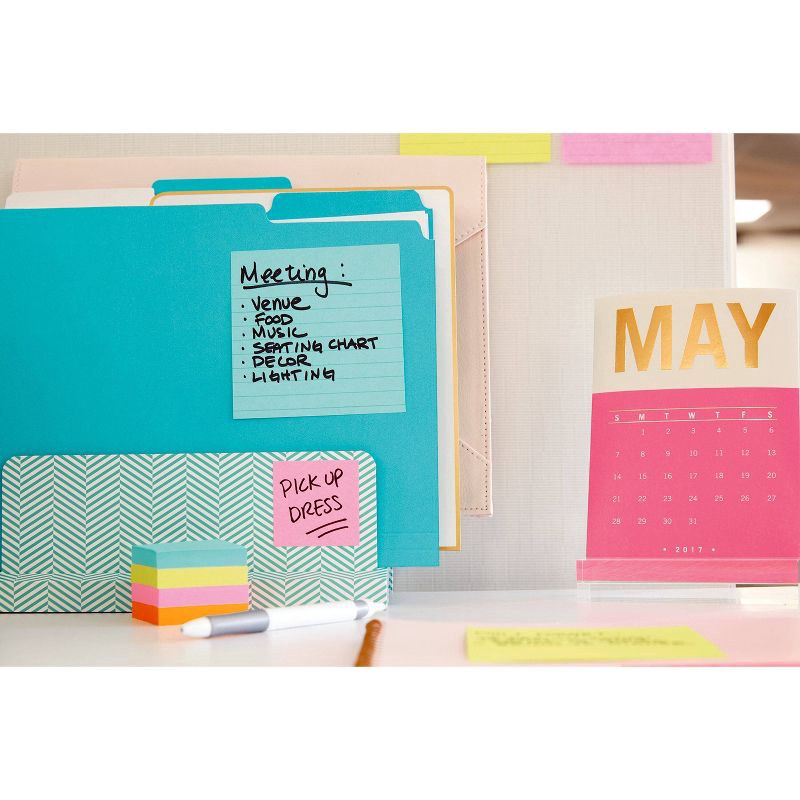slide 12 of 20, Post-it 3pk 4" x 4" Lined Super Sticky Notes 70 Sheets/Pad - Miami Collection: Multicolor Paper Basics, College Rule, 3 ct, 70 sheets
