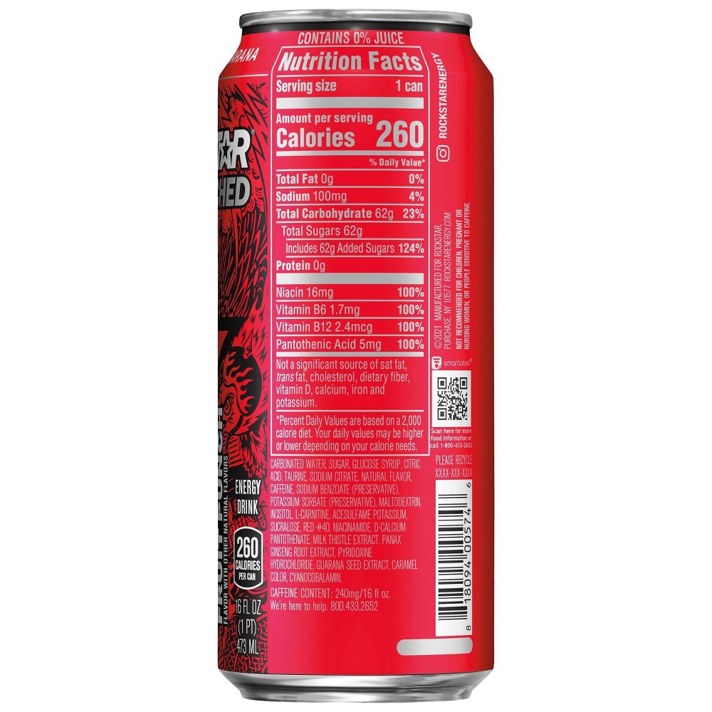 slide 2 of 3, Rockstar Punched Fruit Punch Energy Drink - 16 fl oz can, 16 fl oz