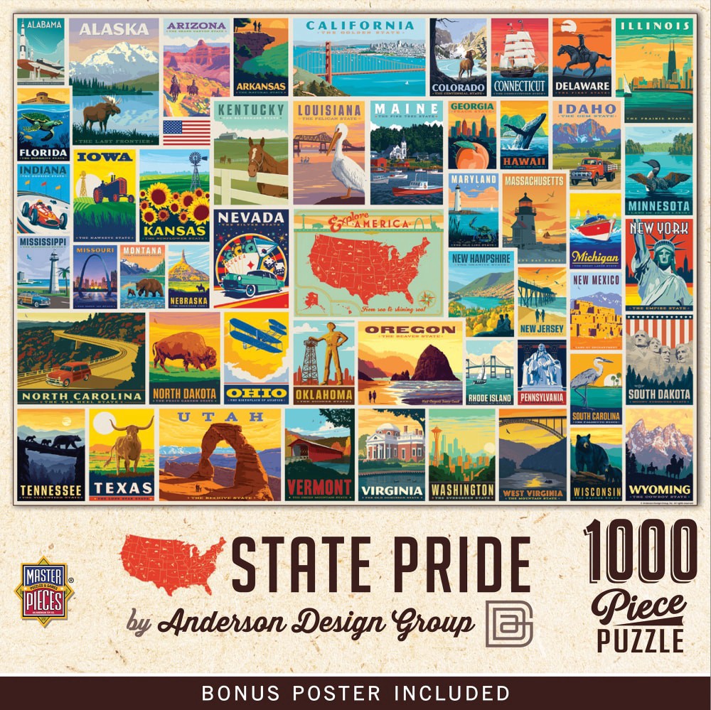 slide 1 of 1, Master Pieces® Anderson Design Group State Pride Puzzle, 1000 ct