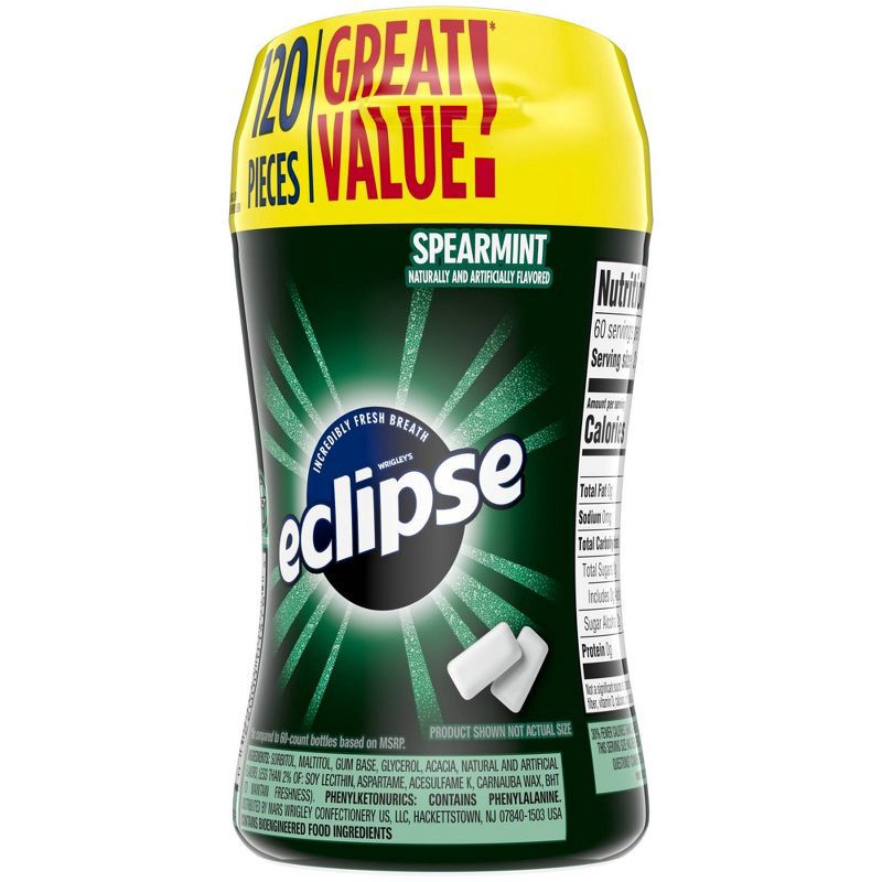 slide 9 of 10, Eclipse Spearmint Gum Sugar Free Chewing Gum Bulk - 120ct, 120 ct