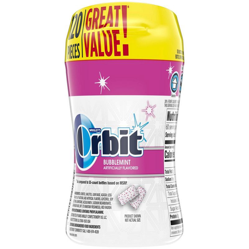 slide 9 of 9, Orbit Bubblemint Sugar Free Gum - 120ct, 120 ct