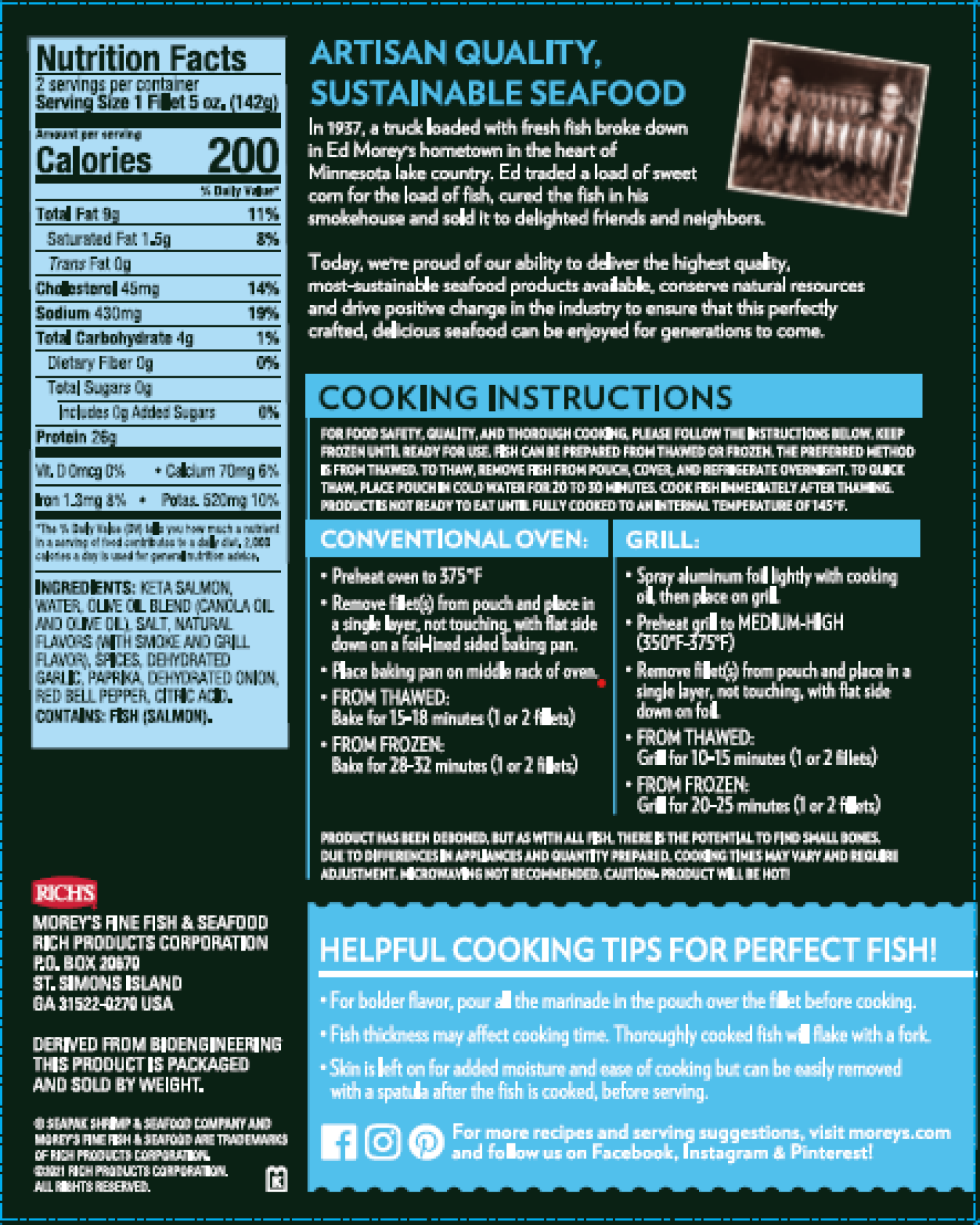 slide 2 of 2, SeaPak Morey's Fine Fish & Seafood Seasoned Grill Wild Salmon Fillets 2 ct Box, 10 oz