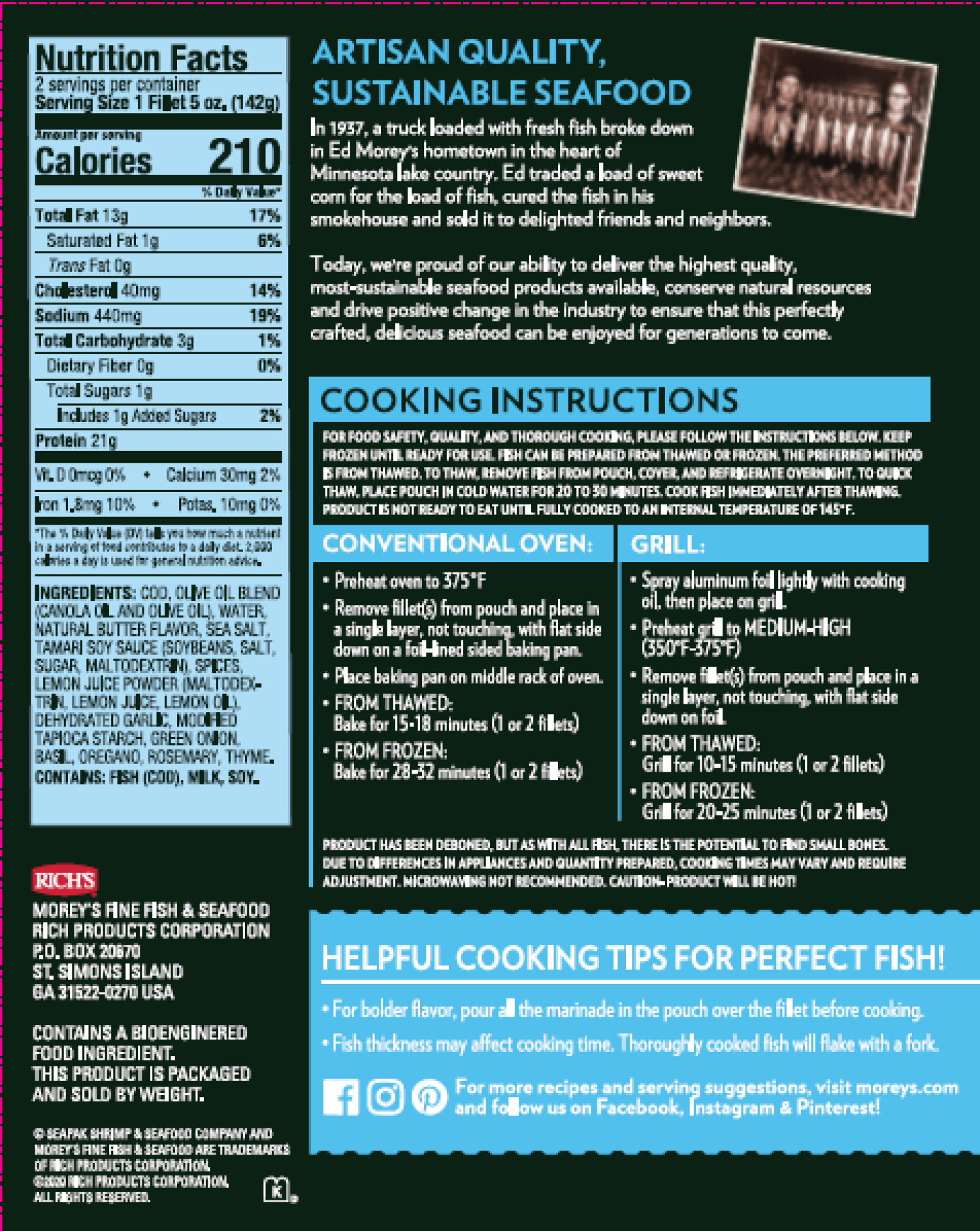 slide 2 of 2, SeaPak Morey's Butter & Herb Wild Cod 2 ea, 2 ct