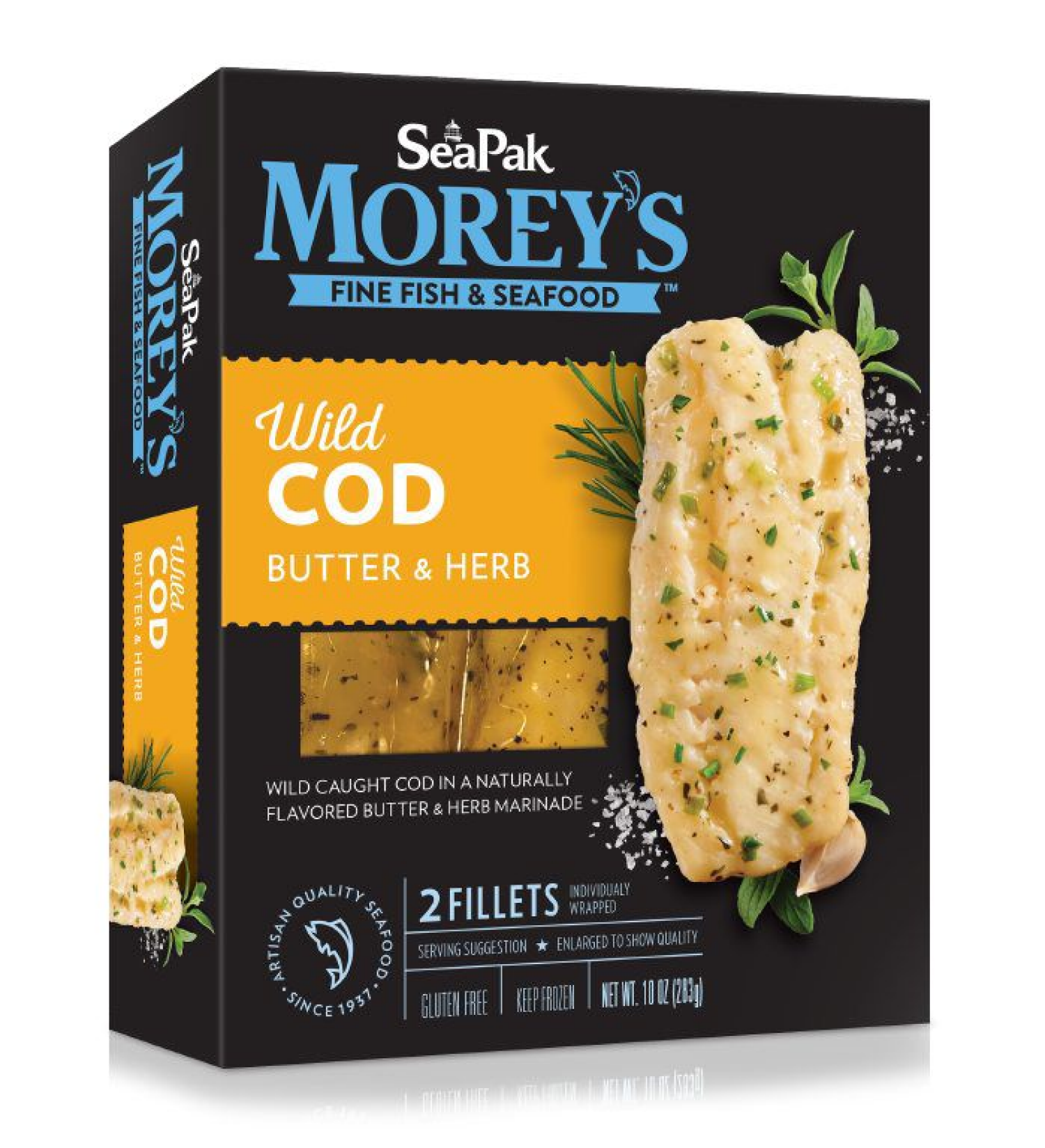 slide 1 of 2, SeaPak Morey's Butter & Herb Wild Cod 2 ea, 2 ct