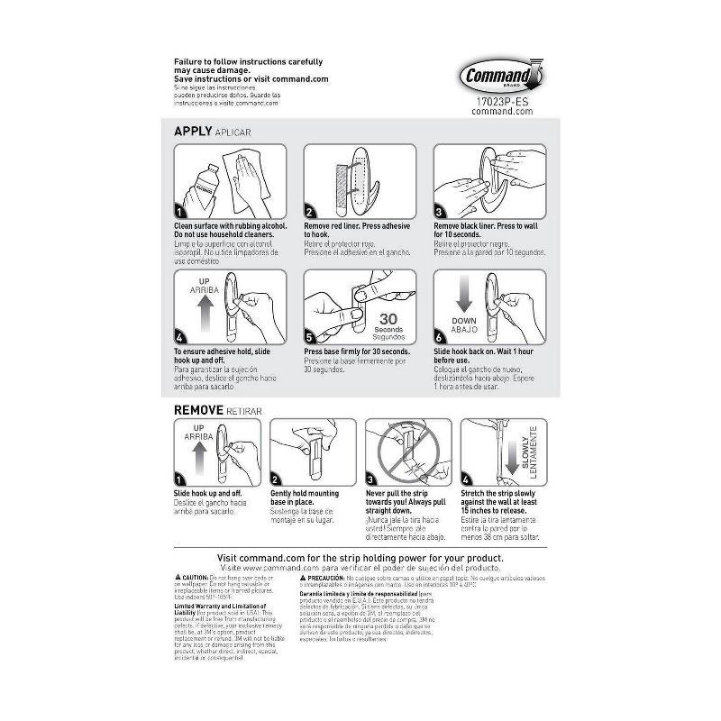 slide 7 of 12, Command 6 Strips Large Sized Refill Strips Tape White: 3M Command Hooks Adhesive, 5 lb Capacity, Plastic, 6 Pack, 5 lb, 6 ct