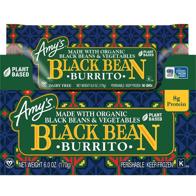 slide 4 of 4, Amy's Vegan Black Bean & Vegetables Frozen Burrito - 6oz, 6 oz