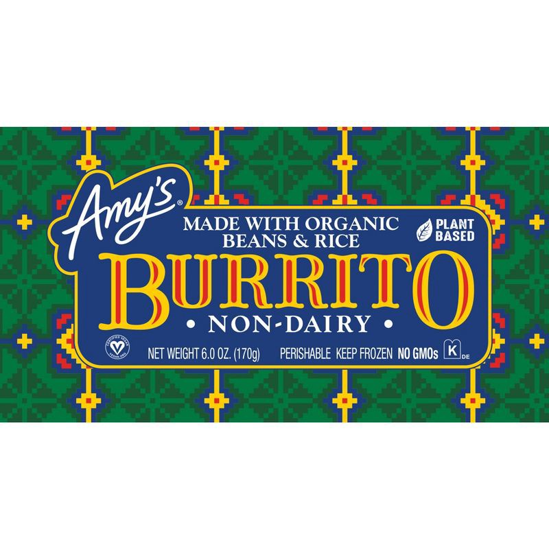 slide 4 of 4, Amy's Vegan Non-Dairy Organic Bean & Rice Frozen Burrito - 6oz, 6 oz