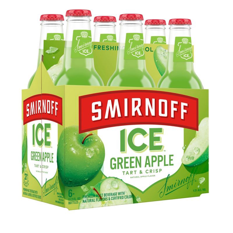slide 7 of 11, Smirnoff Ice Green Apple - 6pk/11.2 fl oz Bottles, 6 ct; 11.2 fl oz