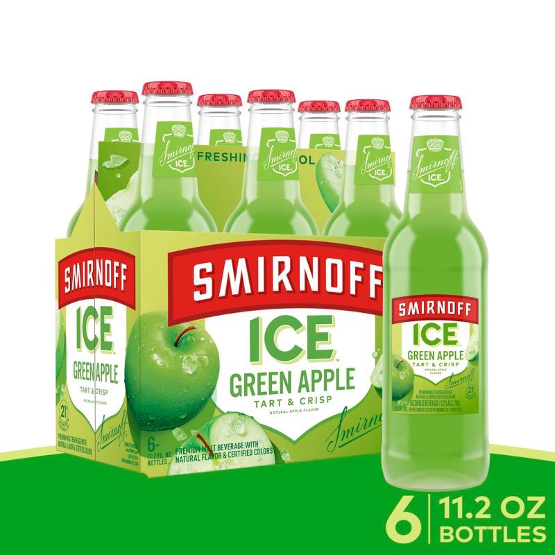 slide 1 of 11, Smirnoff Ice Green Apple - 6pk/11.2 fl oz Bottles, 6 ct; 11.2 fl oz