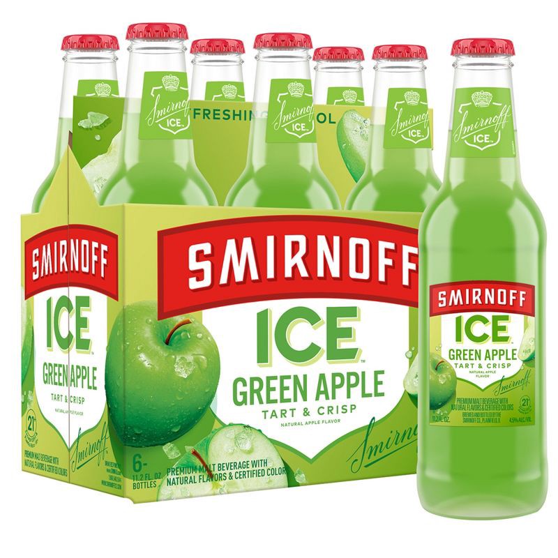 slide 10 of 11, Smirnoff Ice Green Apple - 6pk/11.2 fl oz Bottles, 6 ct; 11.2 fl oz