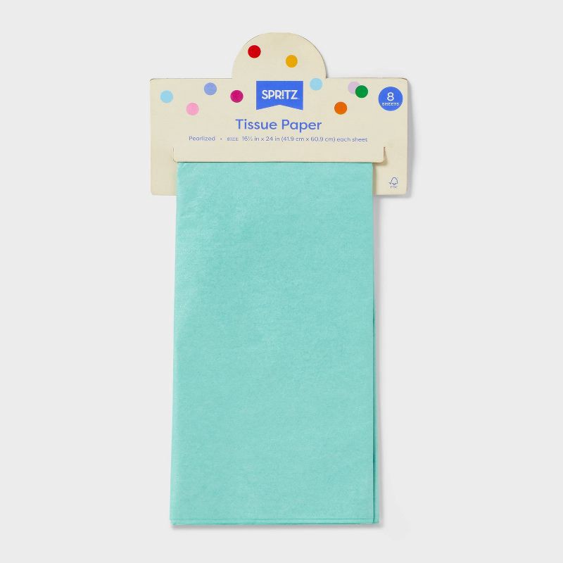 slide 2 of 2, 8ct Tissue Paper Pearlized Teal - Spritz™: Wrapping Tissue for Gift Bag, Solid Multicolor, 16.5"x24", 8 ct
