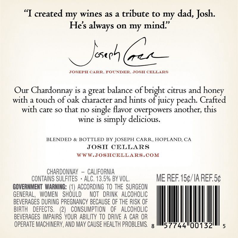 slide 7 of 8, Josh Cellars Josh Chardonnay White Wine - 750ml Bottle, 750 ml