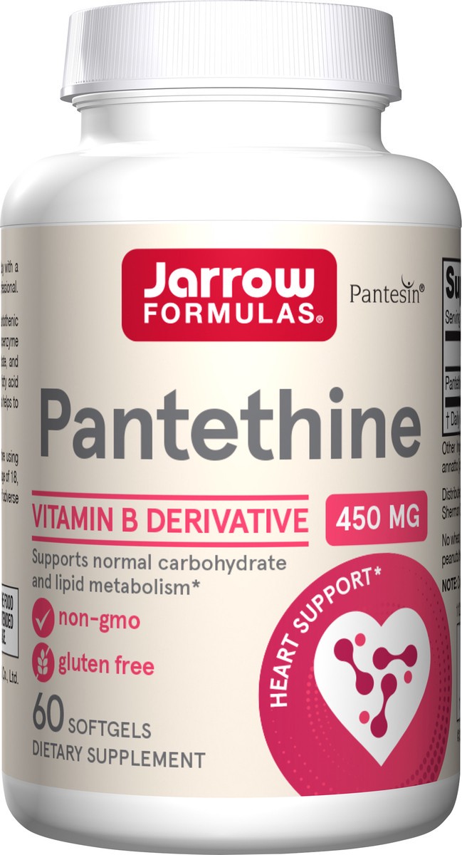 slide 3 of 4, Jarrow Formulas Pantethine 450 mg - Supports Heart & Cardiovascular Health, Carbohydrate & Lipid Metabolism - Dietary Supplement - Coenzyme A (CoA) Precursor - Derivative of Vitamin B5 - 60 Servings (Softgels), 60 ct