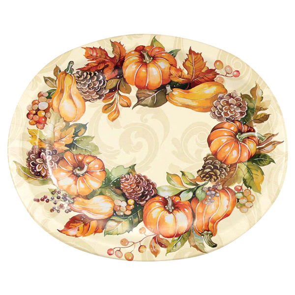 slide 1 of 1, Creative Converting Autumn Wreath Party Oval Platters, 8 ct