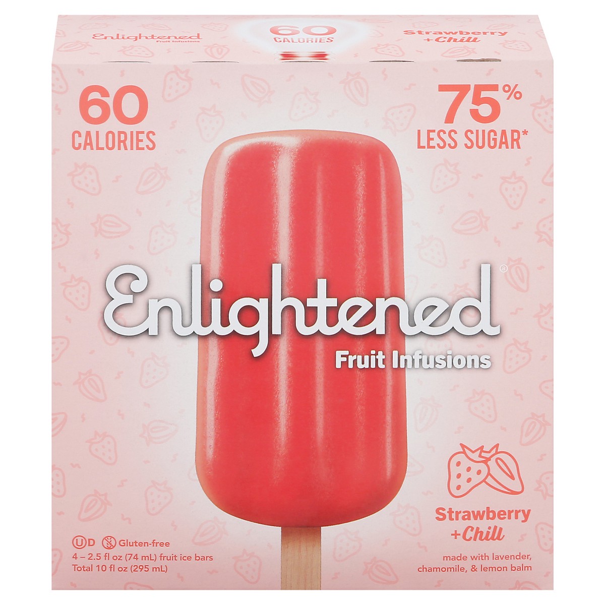 slide 1 of 9, Enlightened Strawberry + Chill Fruit Infusions 4 - 2.5 fl oz Bars, 4 ct