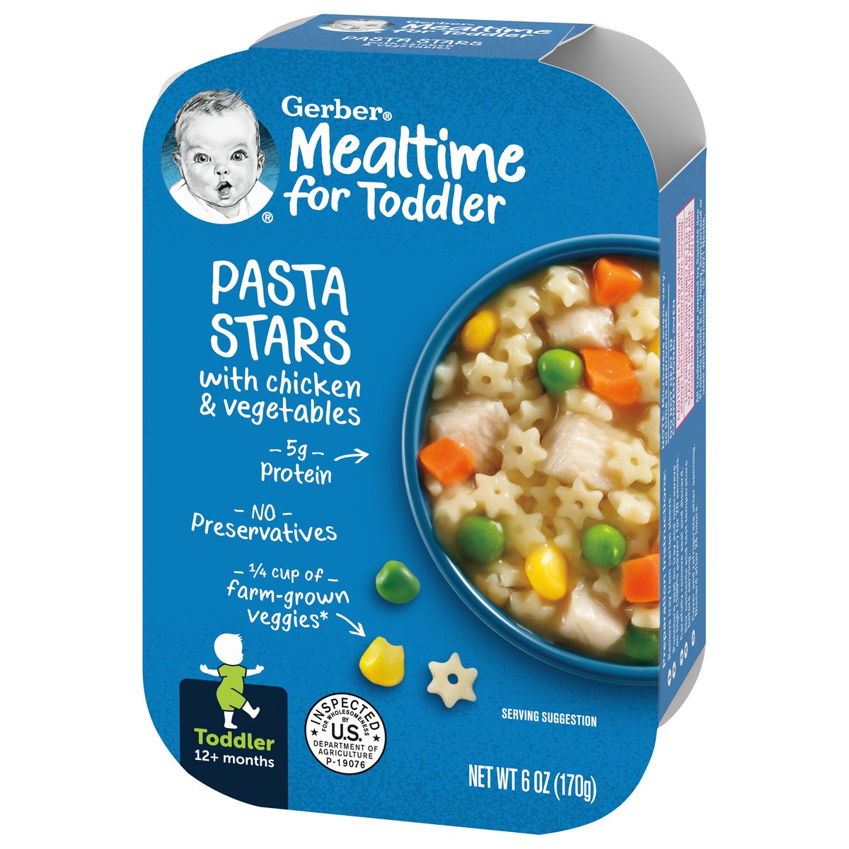 slide 8 of 14, Gerber Mealtime for Toddler, Pasta Stars with Chicken and Vegetables Toddler Food, 6 oz Tray, 6 oz