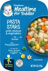 Gerber Mealtime for Toddler, Pasta Stars with Chicken and Vegetables Toddler Food, 6 oz Tray