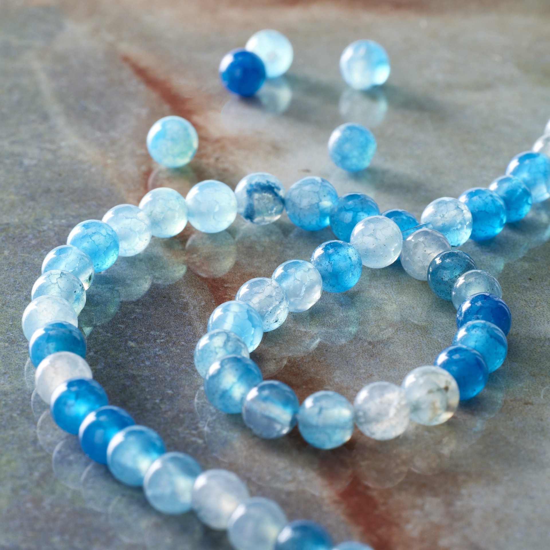 slide 3 of 3, Blue Agate Round Beads, 4mm By Bead Landing, 4 mm