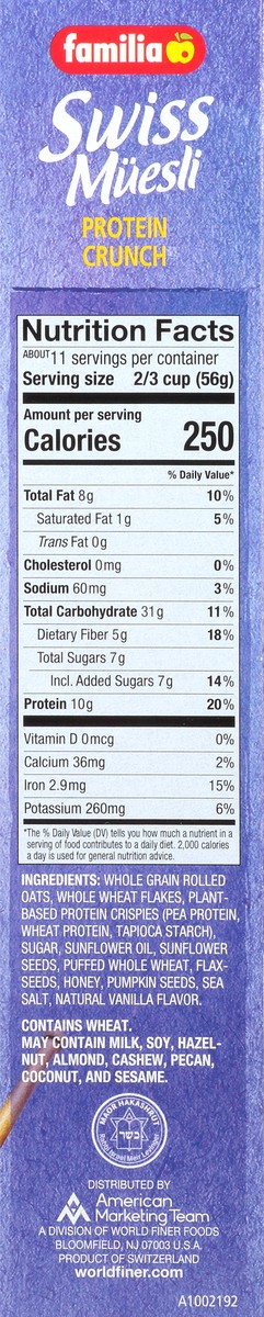 slide 12 of 13, Familia Muesili Swiss Protein Crunch, 21 oz