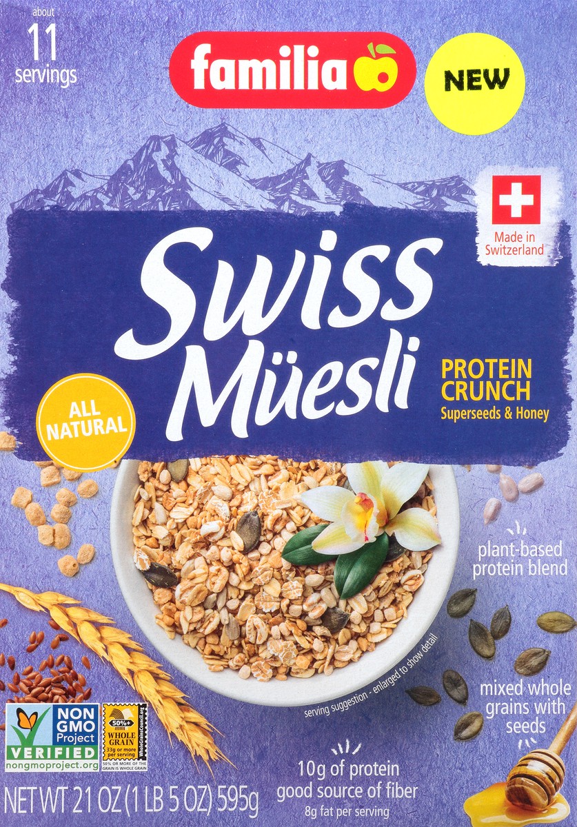 slide 6 of 13, Familia Muesili Swiss Protein Crunch, 21 oz