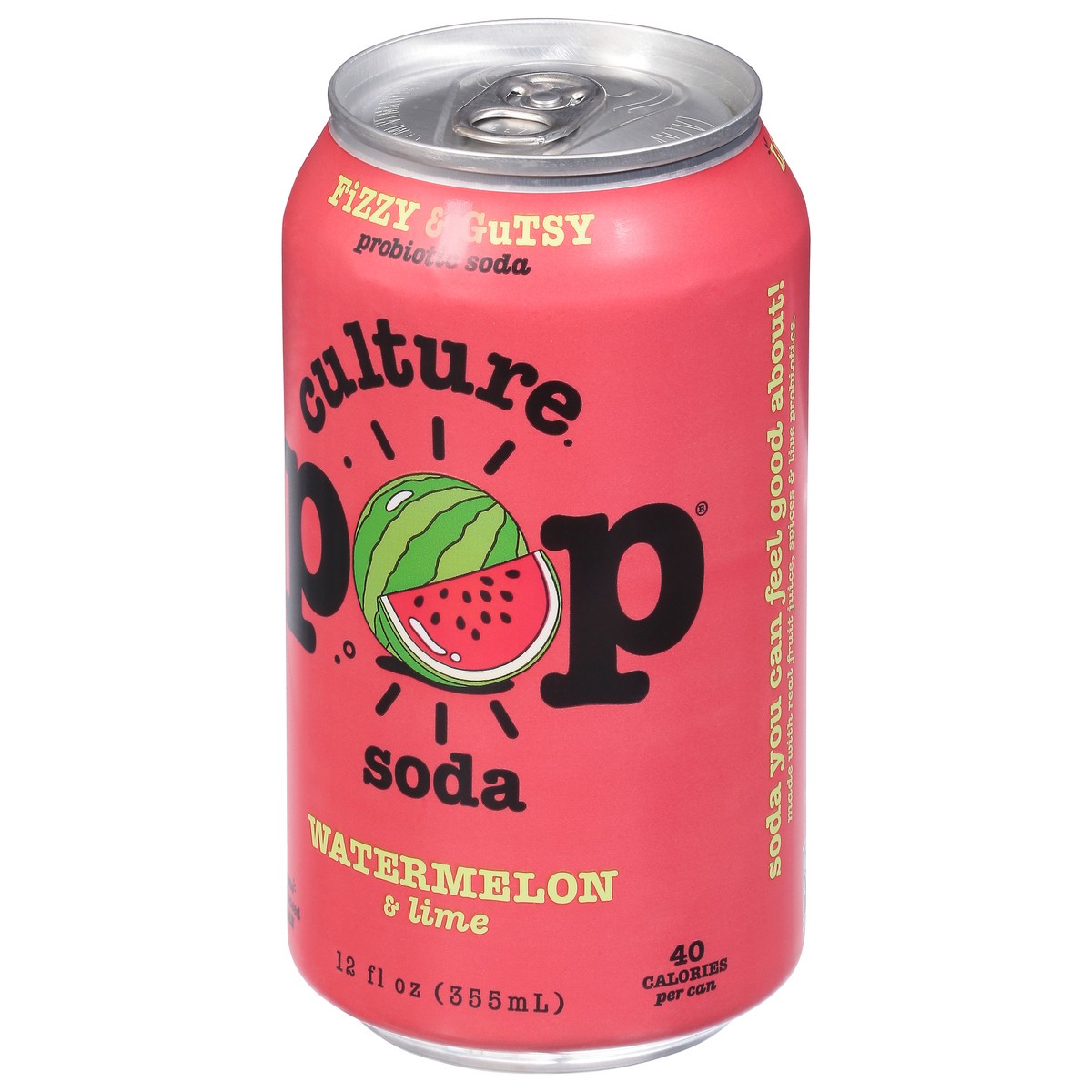 slide 8 of 9, Culture Pop Watermelon & Lime Probiotic Soda 12 fl oz, 12 fl oz