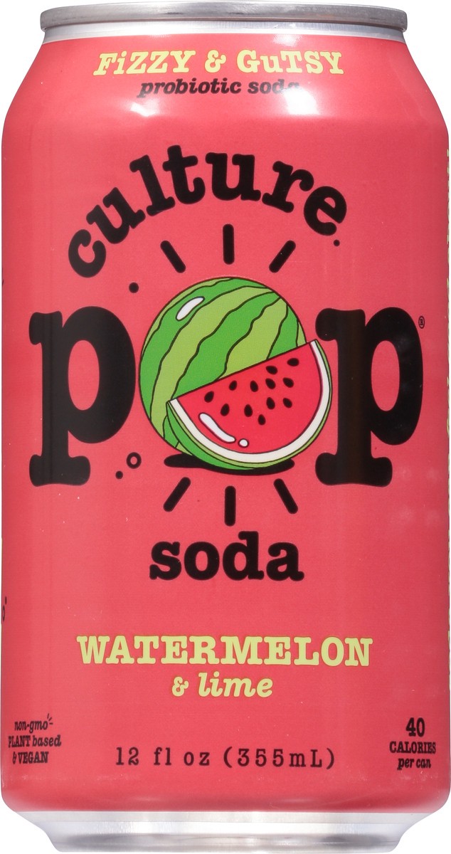 slide 6 of 9, Culture Pop Watermelon & Lime Probiotic Soda 12 fl oz, 12 fl oz