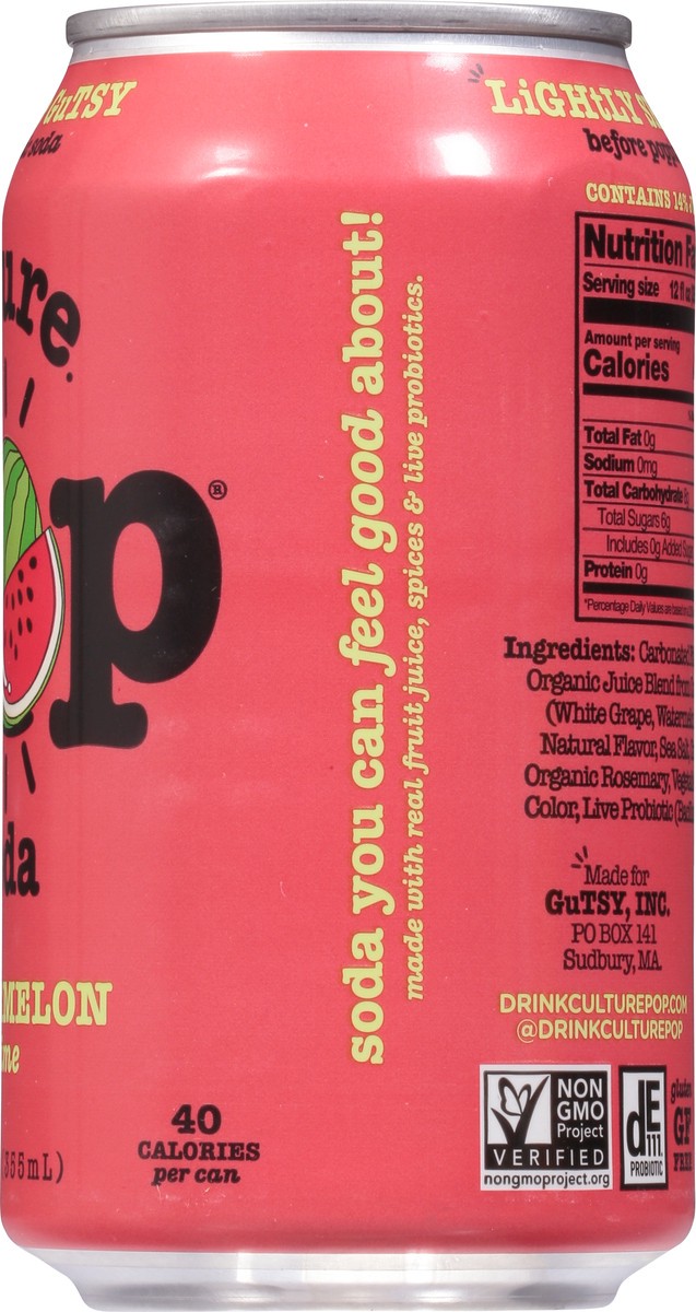 slide 2 of 9, Culture Pop Watermelon & Lime Probiotic Soda 12 fl oz, 12 fl oz