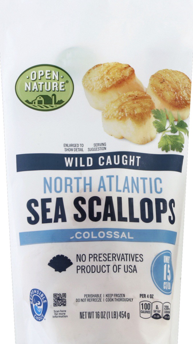 slide 2 of 2, Open Nature Sea Scallops, North Atlantic, Wild Caught, Colossal, 16 oz