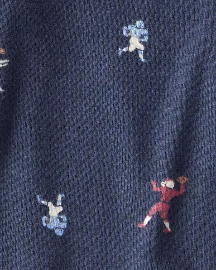 slide 6 of 6, Carter's Baby Boy Football Print PurelySoft Long-Sleeve Sleep & Play Pajamas - Blue Blue 9M, 1 ct