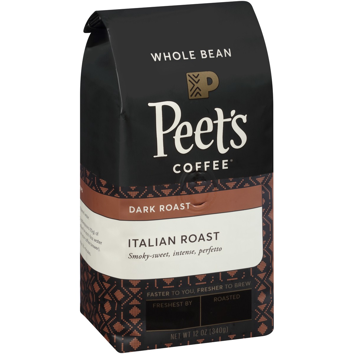 slide 5 of 9, Peet's Coffee Italian Roast Dark Roast Whole Bean Coffee Stand Up Bag - 12 oz, 12 oz