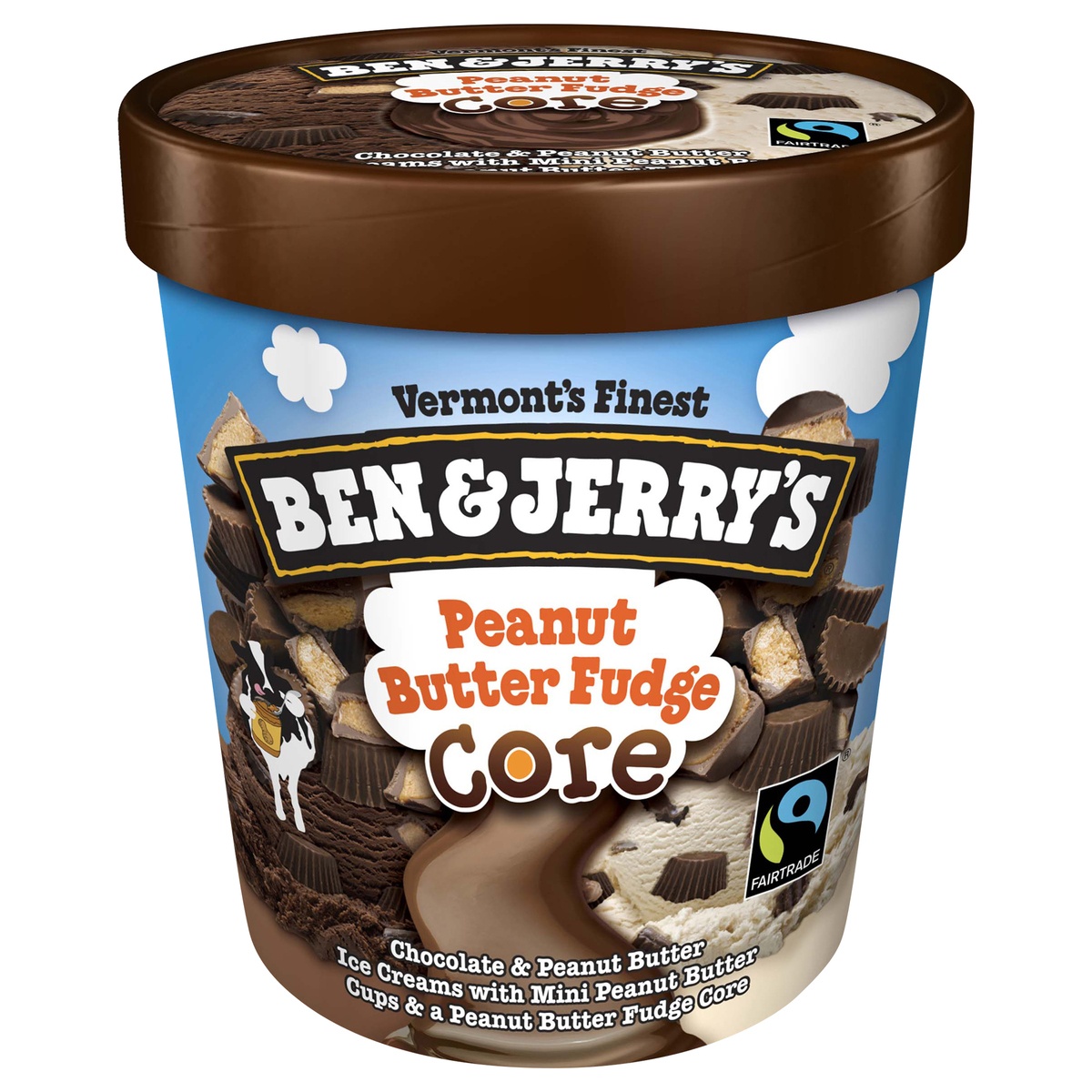 slide 1 of 1, Ben & Jerry's Peanut Butter Fudge Core Ice Cream, 1 pint