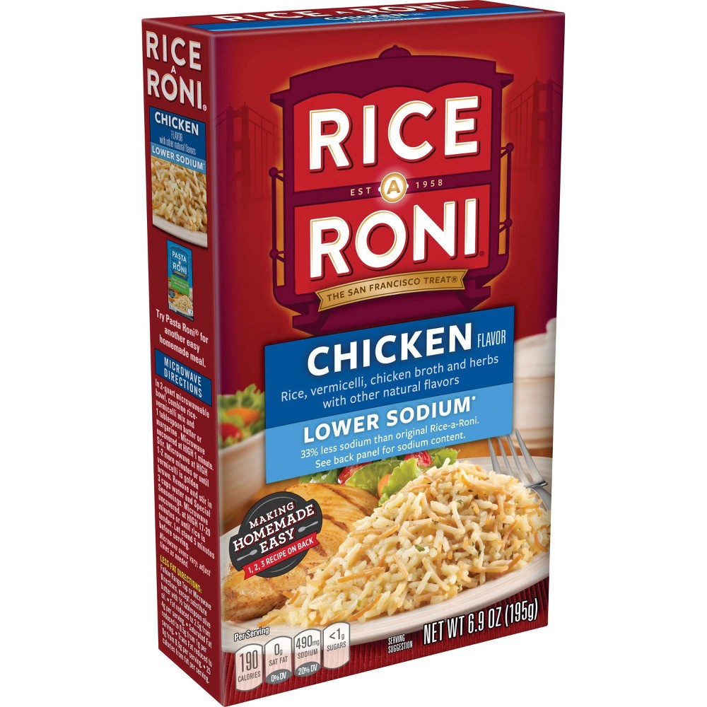 slide 10 of 10, Rice A Roni Lower Sodium Chicken Flavor Food Mix 6.9 oz, 6.9 oz