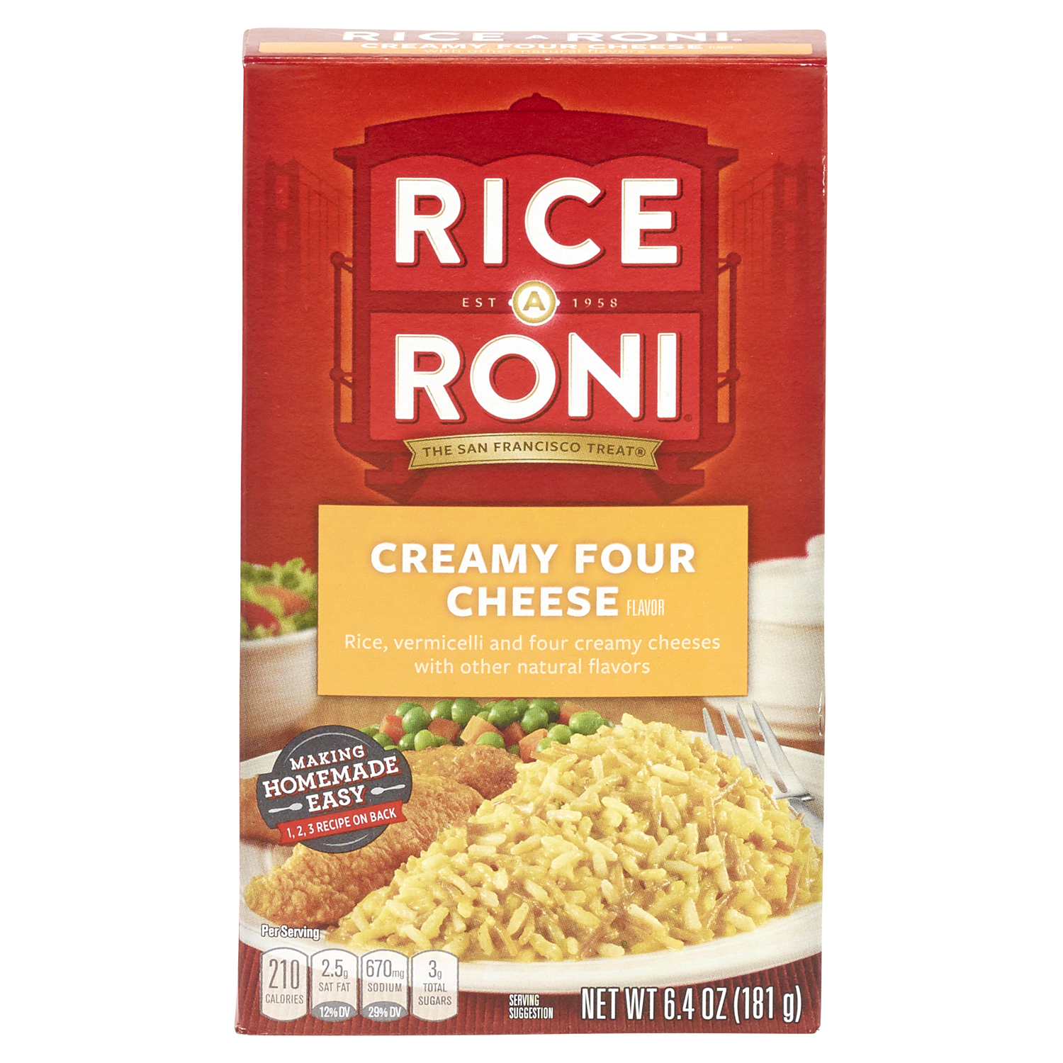 slide 1 of 2, Rice-A-Roni Rice Mix, Four Cheese, 6.4 oz